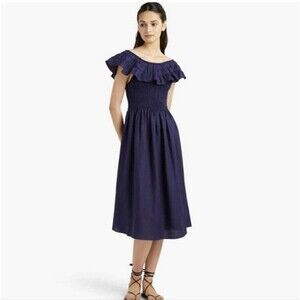 Hill House The Nap Dress Akilah Blue Linen Size XS
